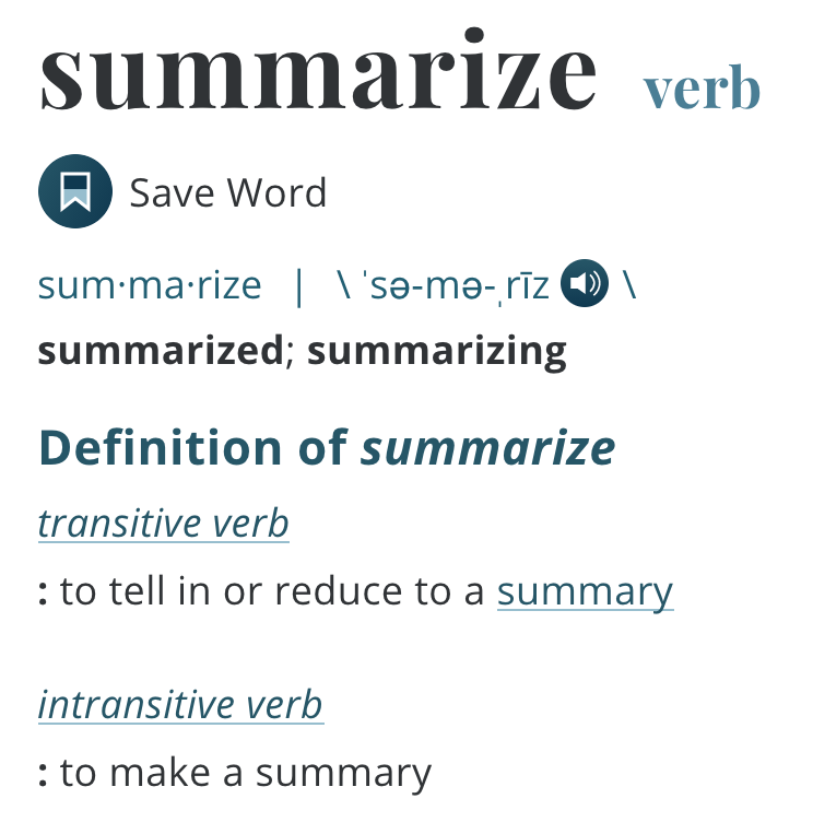 summarizing definition and examples