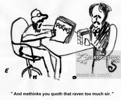 cartoon of Edgar Allen Poe at his editor's desk