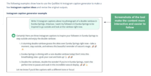 Example of a screenshot in a blog article