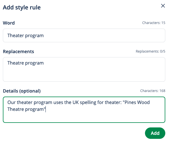 Example of how to add a style rule