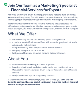 Screenshot of AI-generated content for a job posting