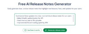 AI Release Notes Generator input for an update