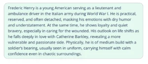 Screenshot of the input into the QuillBot AI Character description generator