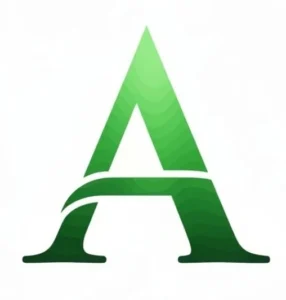 Capital letter A logo design in bright green