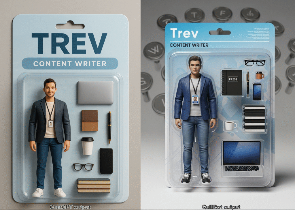 Comparison of two AI-generated action figures