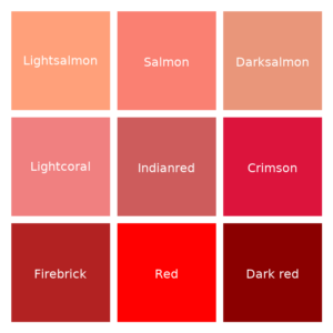 HTML red color names