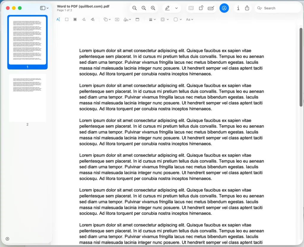 A screenshot of a PDF converted from a Word doc by QuillBot