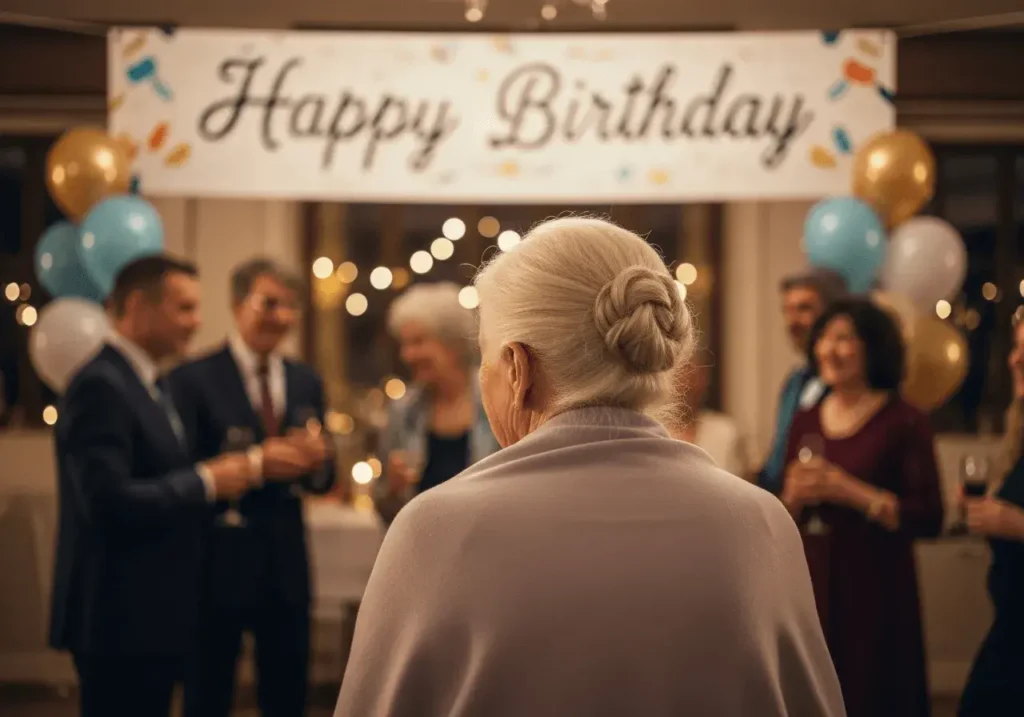 An AI-generated image of a woman celebrating her birthday