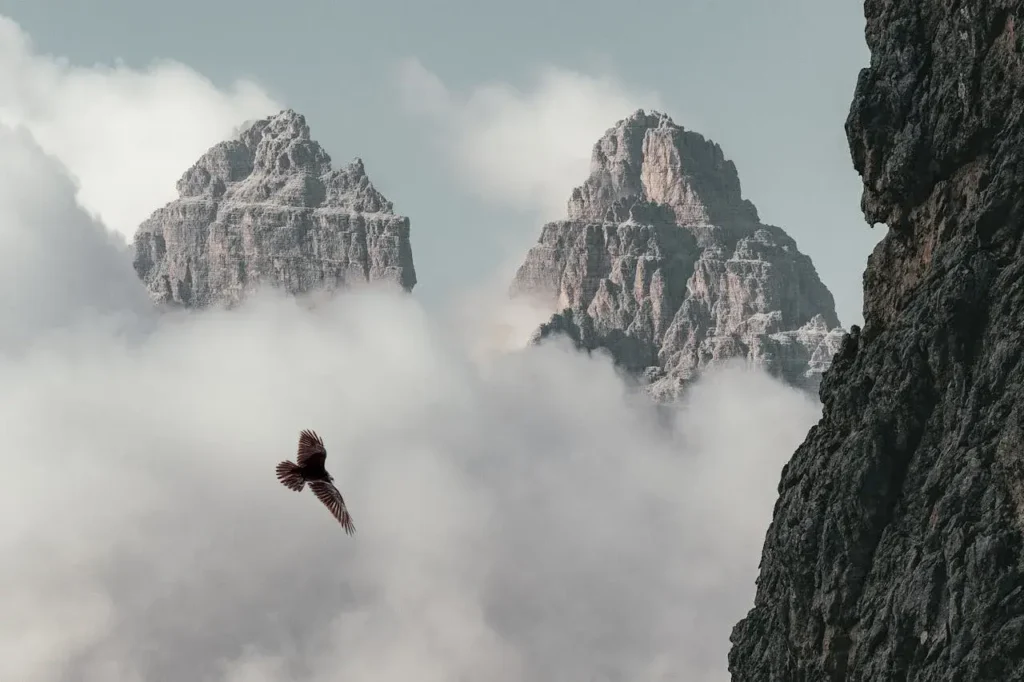 An AI-generated image of an eagle soaring over a canyon