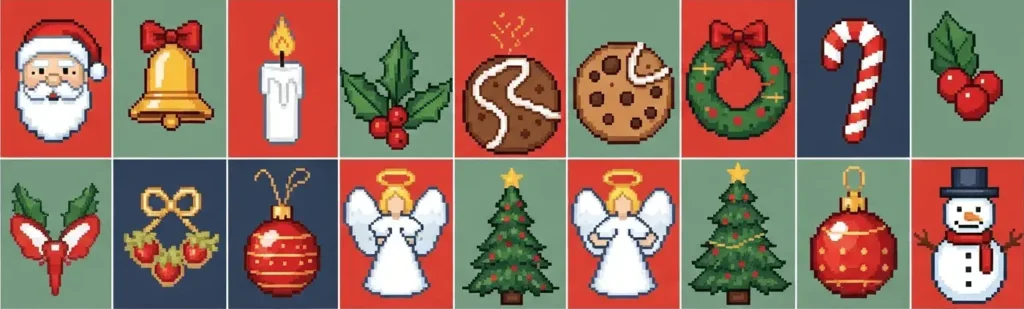 An AI-generated image of a pixelated Christmas newlsetter heading