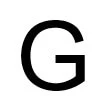 Capital letter G in black Arial font, 48-point size