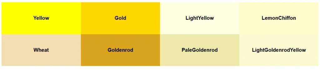 Yellow color names