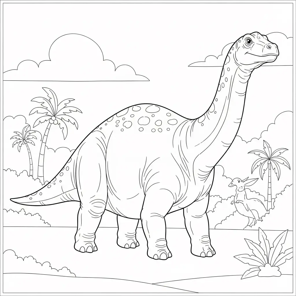 Anspruchsvolles Ausmalbild von einem Dinosaurier