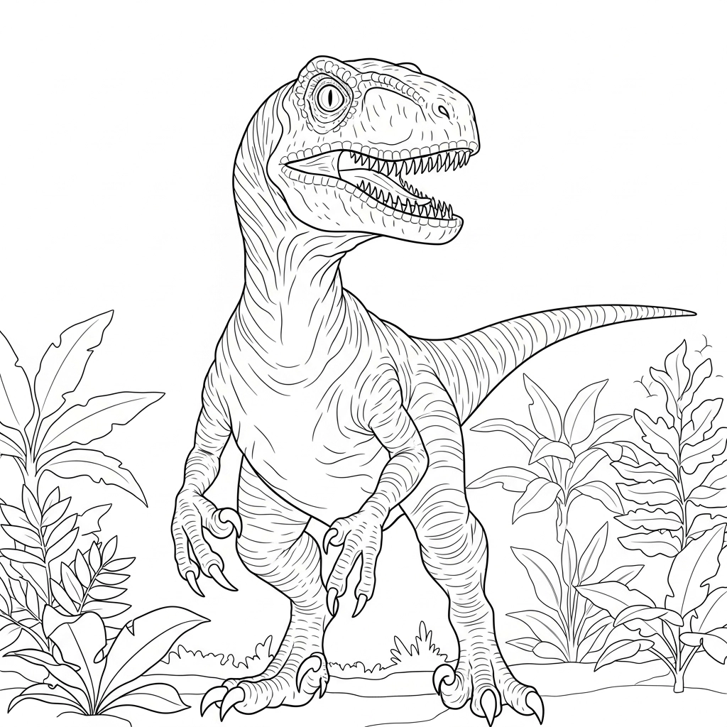 Anspruchsvolles Ausmalbild von einem Dinosaurier