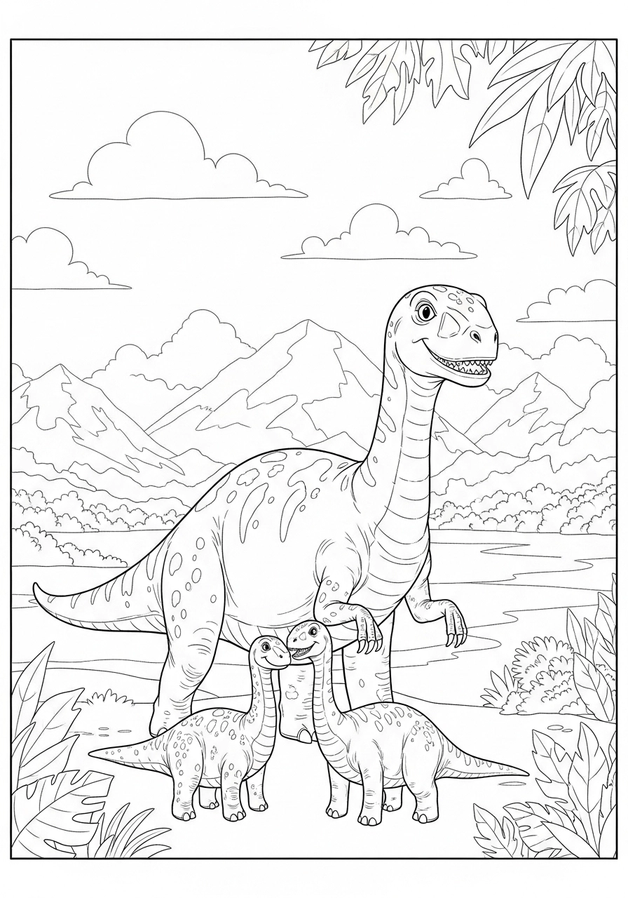 Anspruchsvolles Ausmalbild von einem Dinosaurier