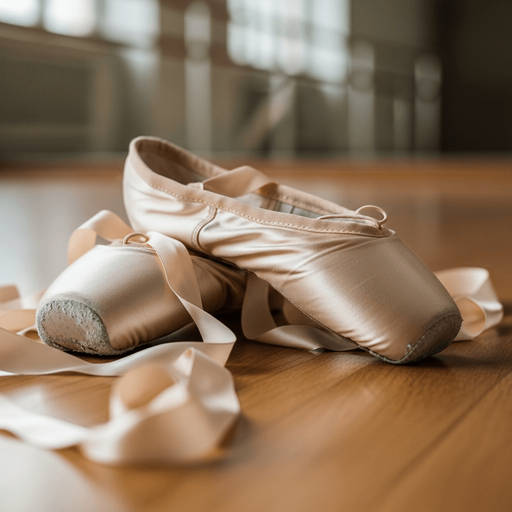 An AI-generated image of pointe shoes
