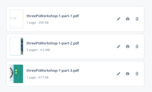 A screenshot showing PDF files split with QuillBot's Split PDF tool