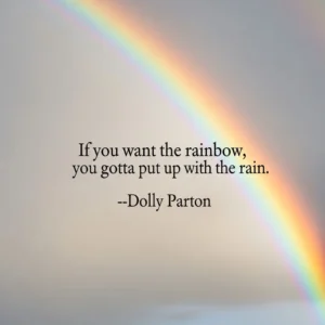 Inspirational quote with a rainbow background