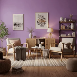 Wohnzimmer Lavendel Naturtöne