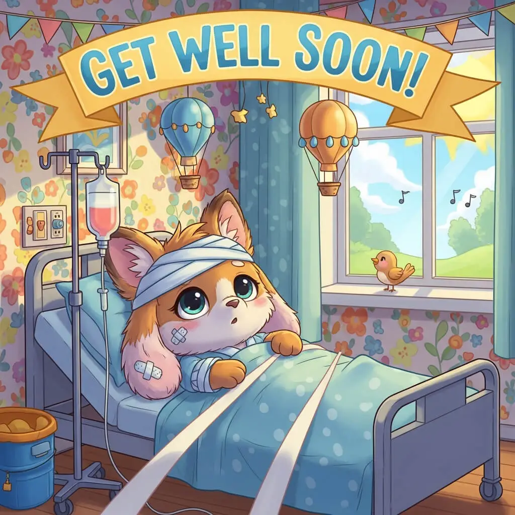 get well soon card - surgery - cute animal