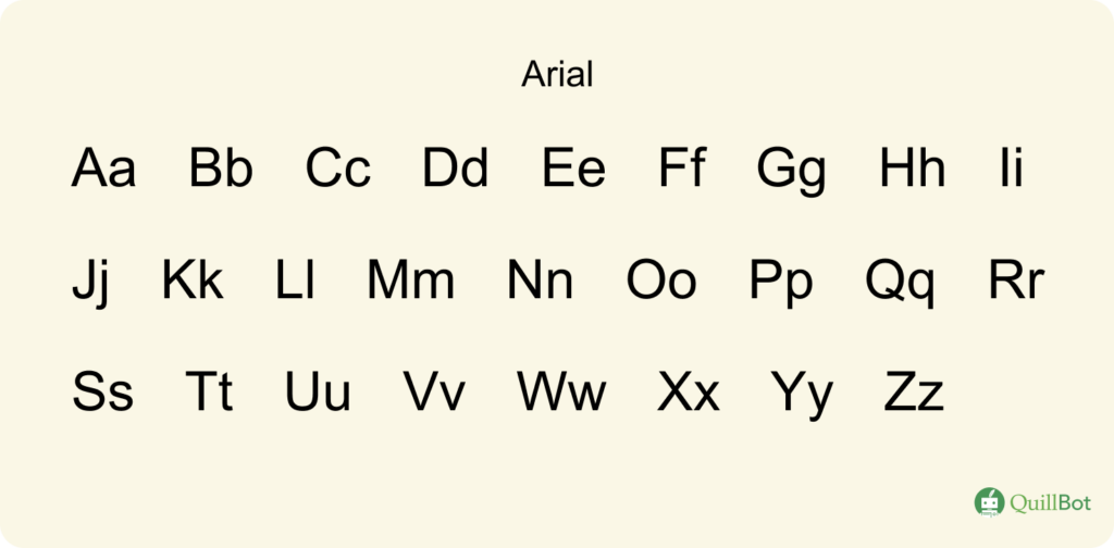 A imagem do alfabeto na fonte arial em caixa alta e caixa baixa.