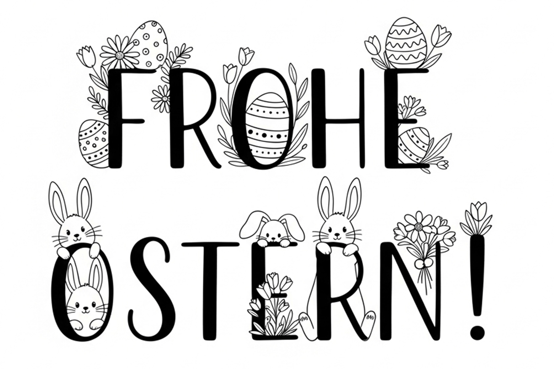 Frohe Ostern Schriftzug