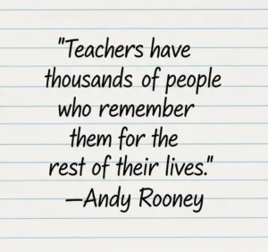 Andy Rooney quote on a notebook paper background