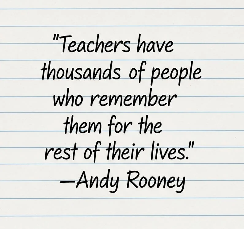 Andy Rooney quote on a notebook paper background