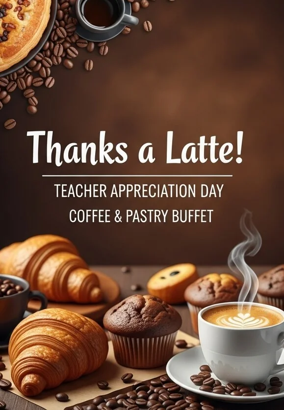 Flyer for a teacher appreciation coffee and pastry buffet