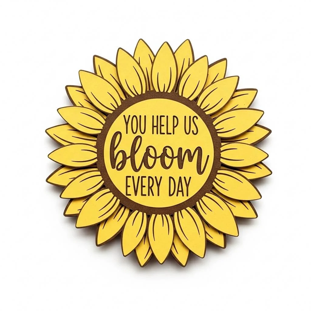 Sunflower that says You help us bloom every day