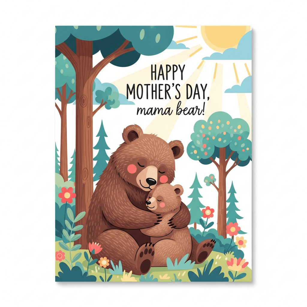 mama and baby bear themed mother's day card