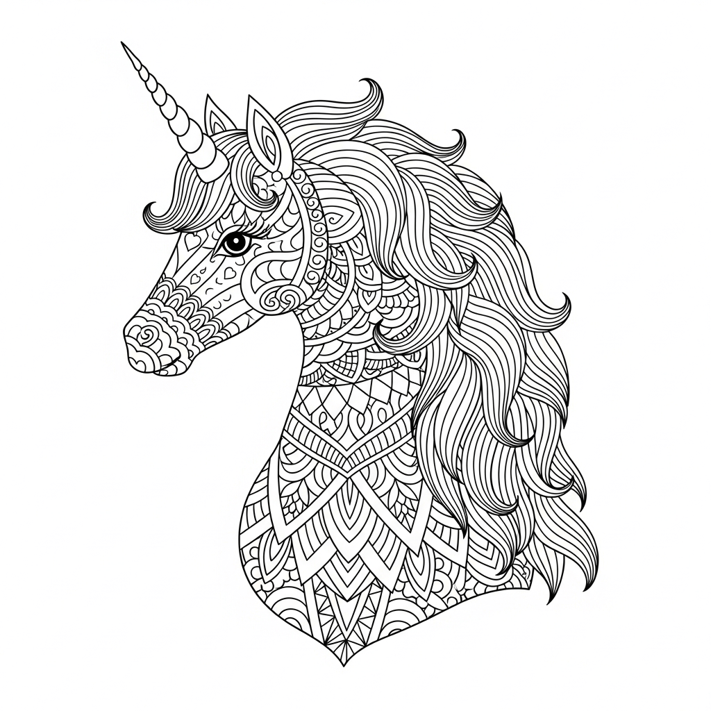coloriage licorne mandala adulte
