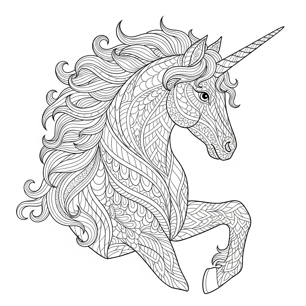 coloriage licorne mandala pour adules