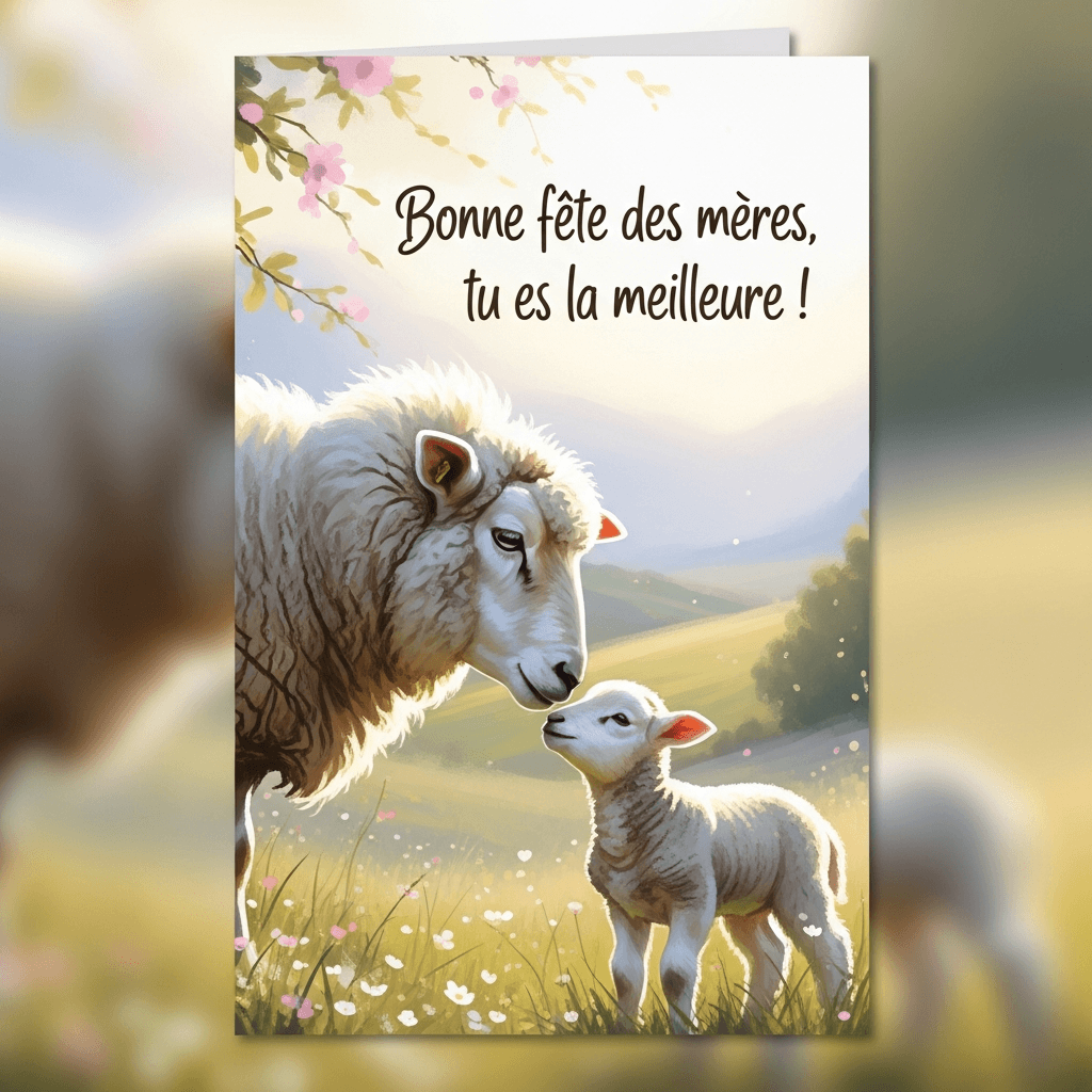 Carte avec jeu de mots sur les moutons
