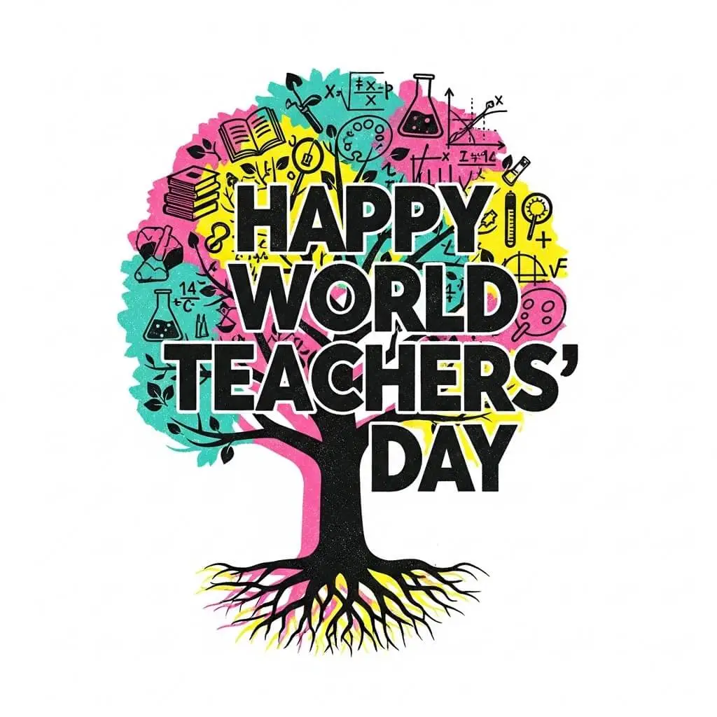 Happy World Teachers' Day on a tree of knowledge