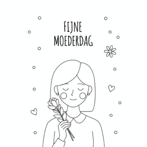 Een moeder houdt een bloem vast