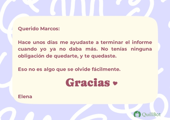 carta de agradecimiento