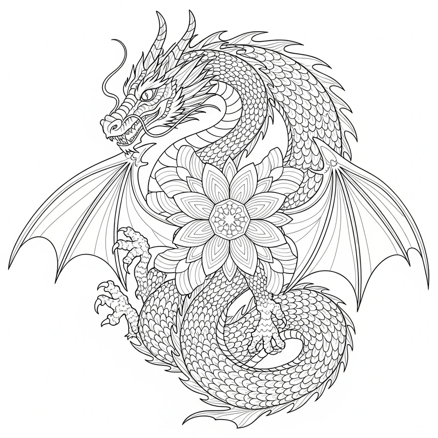 Drachen-Ausmalbild