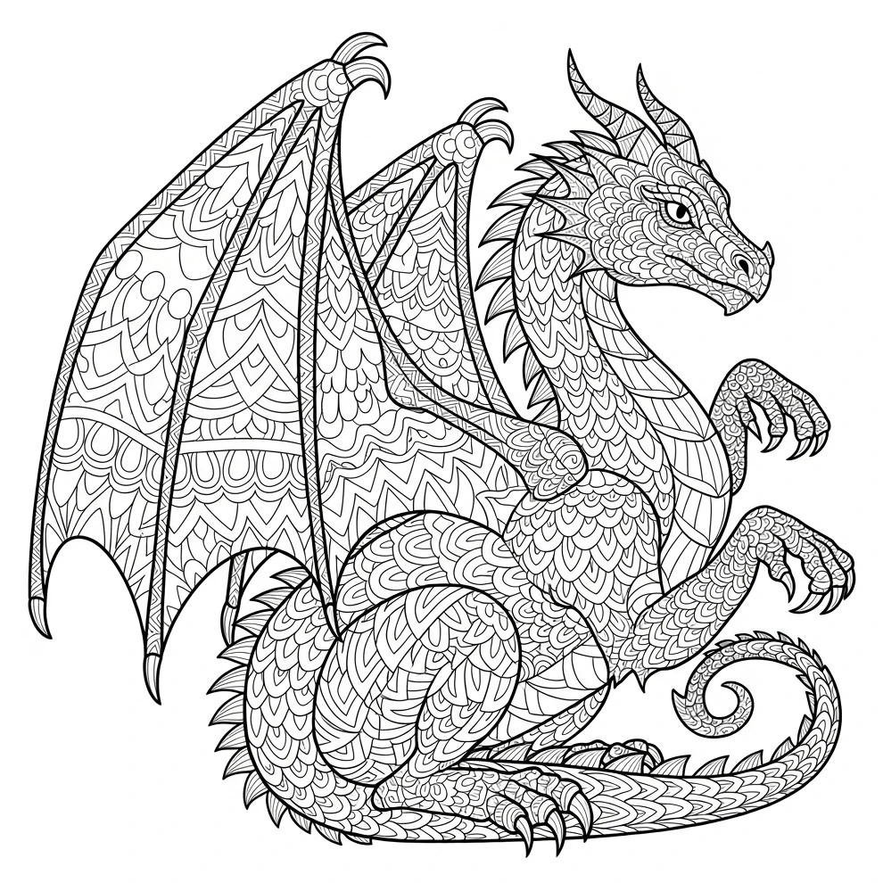 Drachen-Ausmalbild