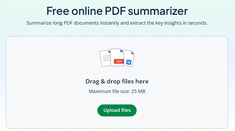 Quillbot's free PDF summarize tool