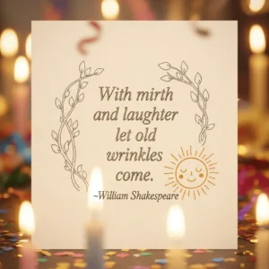shakespeare birthday quote with simple drawing of a cartoon sun and vines