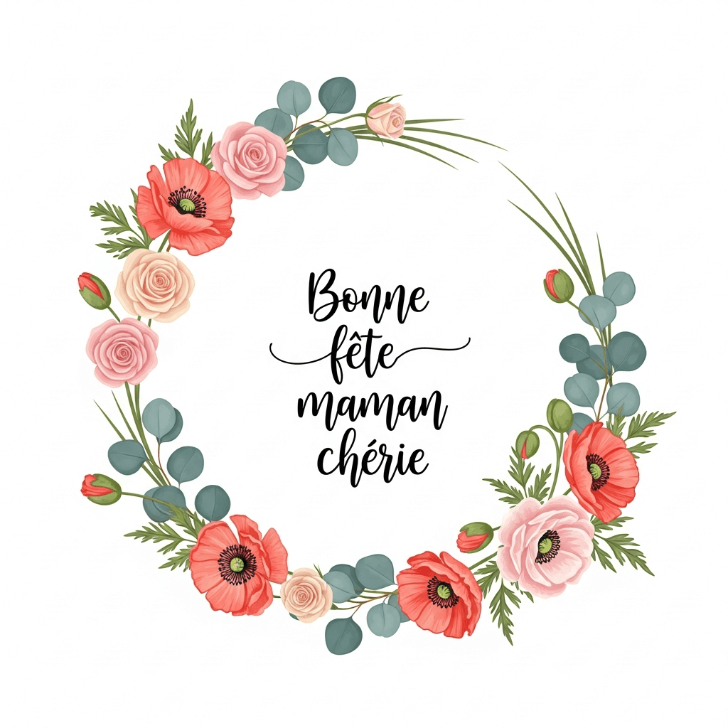 bonne fête des mères originale couronne de fleurs