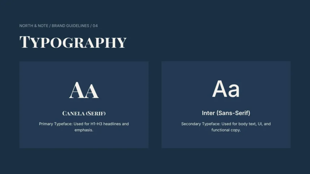 A sample typography page from fictional brand guidelines