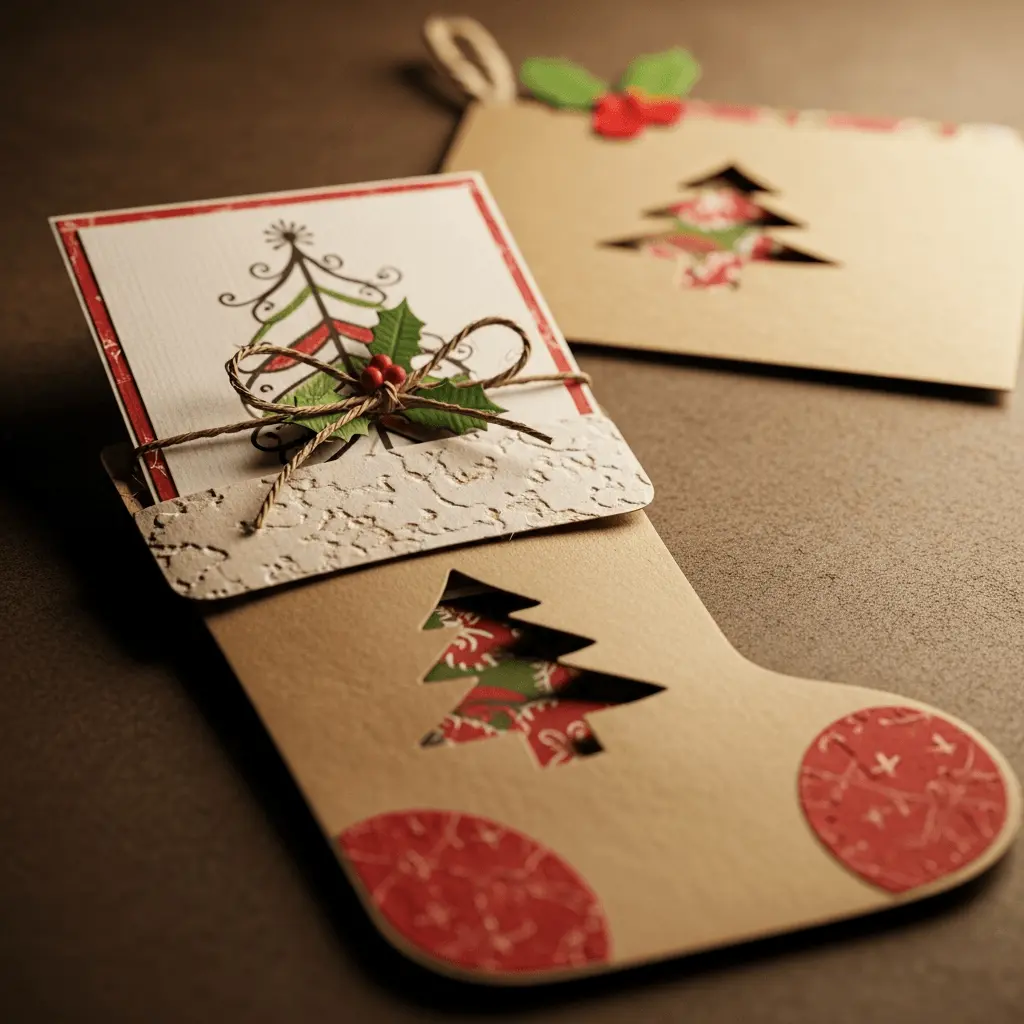 a christmas gift card idea with a stocking-shaped envelope