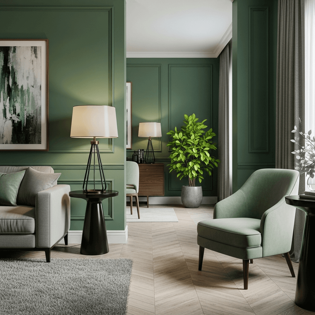 salon d'intérieur vert sauge