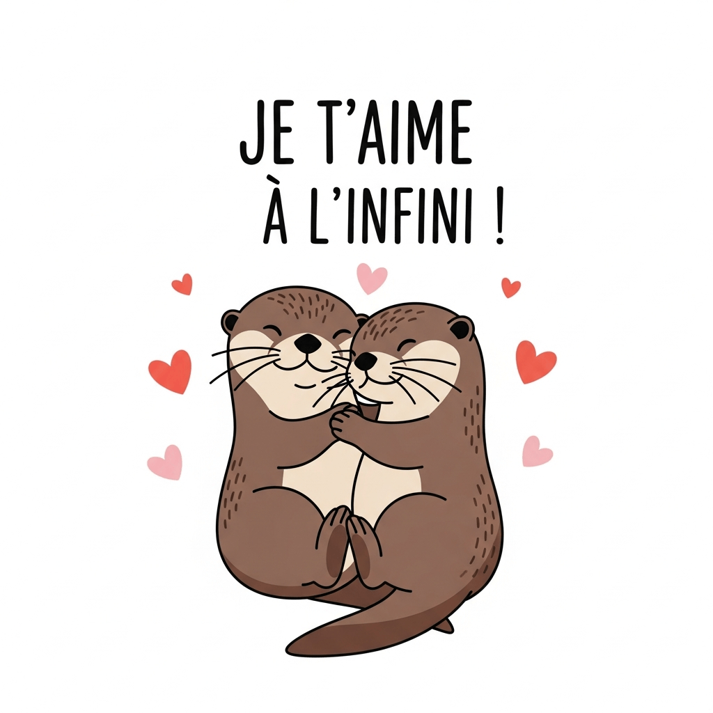 message d'amour pour elle avec des loutres