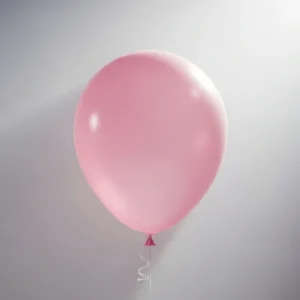 Balão redondo na cor rosa-bebê. Fundo cinza.