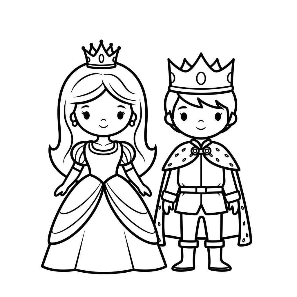 Ausmalbild Prinzessin und Prinz