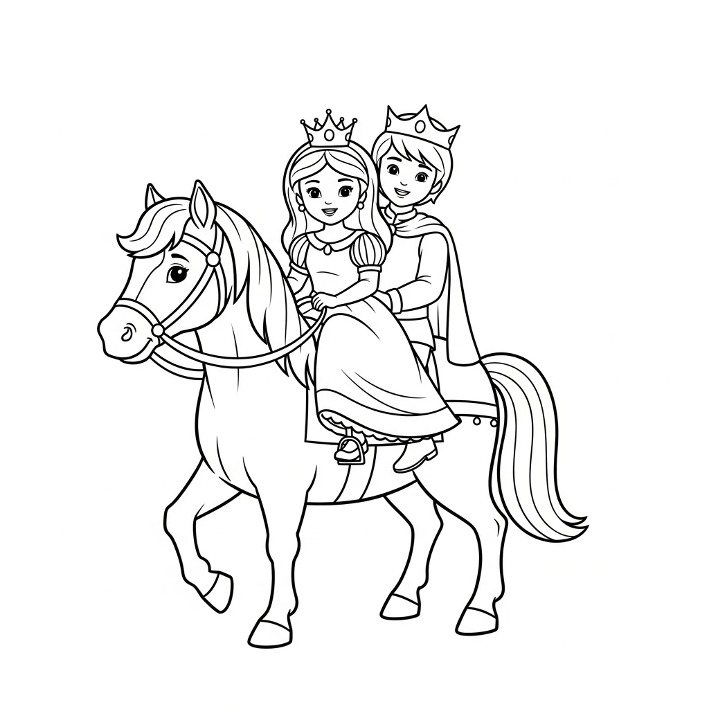 Ausmalbild Prinzessin und Prinz