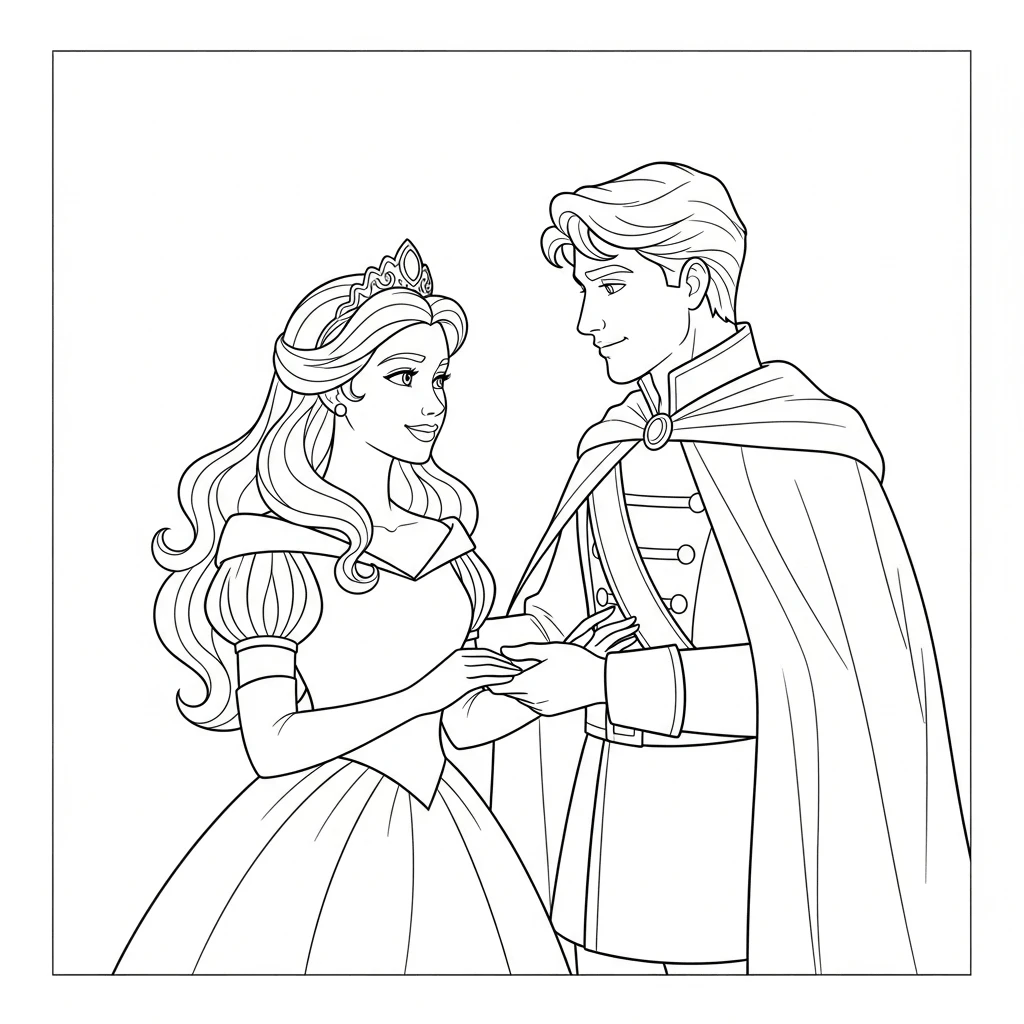Ausmalbild Prinzessin und Prinz